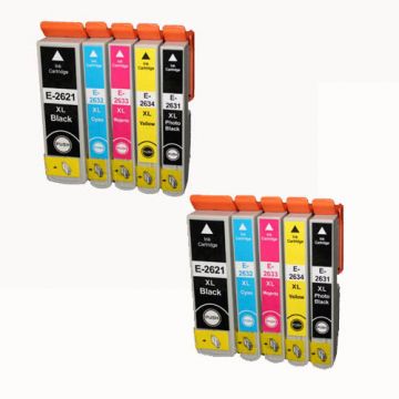 Kompatible 2 x 5 Druckerpatronen für Epson T2636 (26XL) Multipack